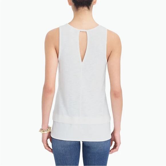 J Crew Drapey Tank Top Silky Hem Ivory Sleeveless Summer Shirt Solid SMALL C8031 - Picture 2 of 13